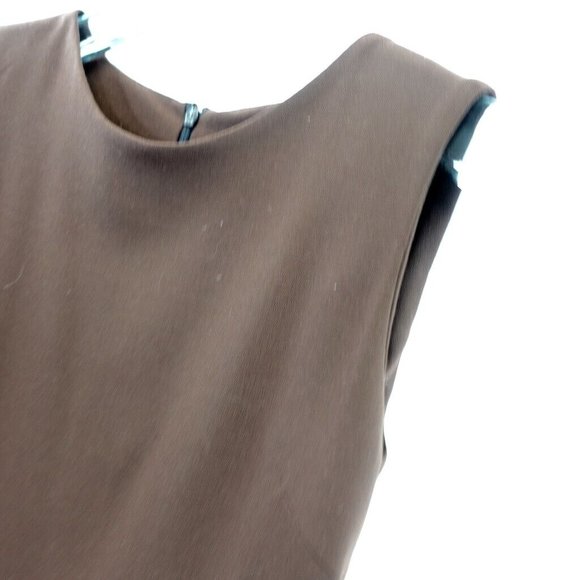 LAURA BIAGIOTTI Dress ROMA Lana Wool Brown Sheath 8 MEDIUM‎ Sleeveless Stretch - Picture 5 of 9